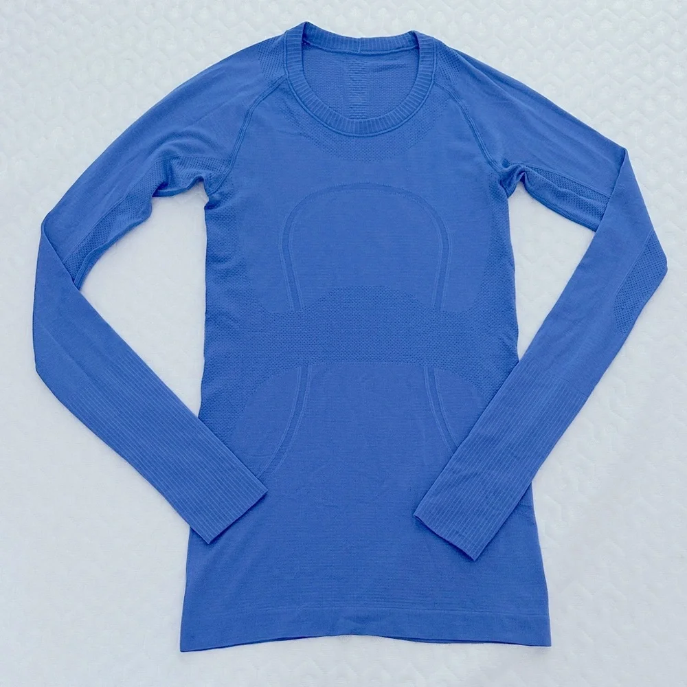 Lululemon Blue Long Sleeve Swiftly Tech Shirt Hip Length Women’s Size 4 - Picture 1 of 5